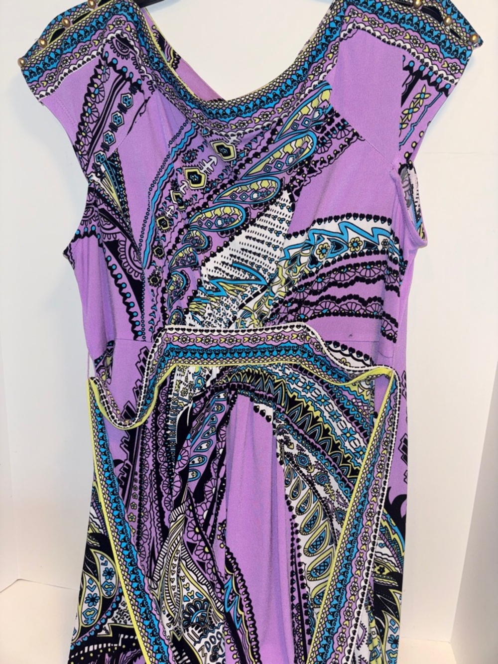 New York and Company Vibrant Purple Paisley Print Dress XL